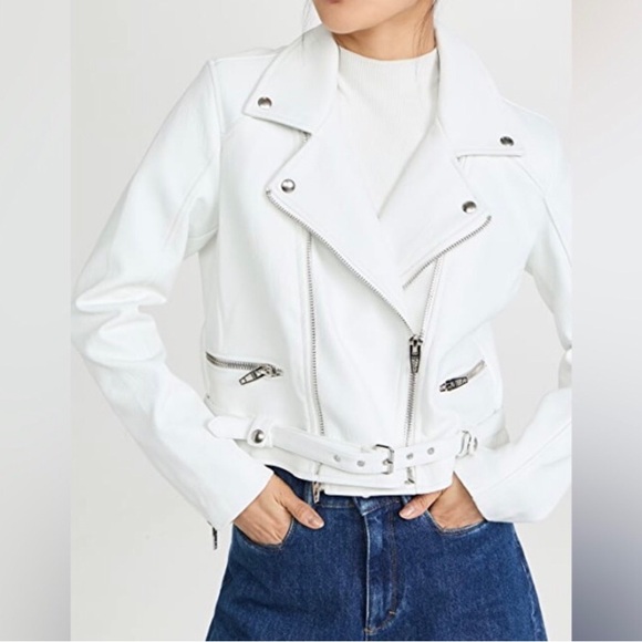 BLANKNYC Moto Jacket Fresh Start White Faux Leather LG - Picture 1 of 11